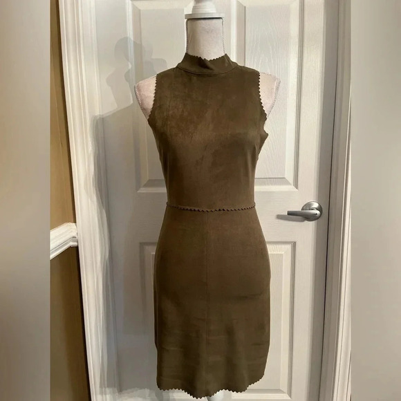 HYFVE Faux suede dress, Olive Green‎ size Small - Picture 2 of 11